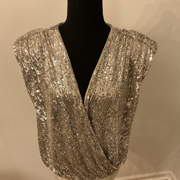 Express Silver Sequin Blouse - Picture 7 of 7